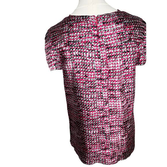 Walter Shirt Size 4 Pink Black Gray Silk Short Sleeve Pleated Corpcore Classic - Picture 7 of 16